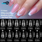 600pc Coffin Fake Nail Tips Clear Press On Nails Medium Full Cover Gel Nail Tips