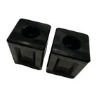 Pair Vintage Cambridge Candle Holders Cube Square Pattern Block Clear Glass