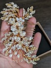 Crystal Bride Wedding Hair Comb Leaf Bridal Headpieces Rhinestone Gold Leaf