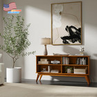 Mid-century Modern Draper Bookcase 30  Solid Hardwood In Teak Brown Free Ship Us