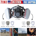 7in1 Half Face Gas Mask Facepiece Chemical Spray Painting Safety 6001 Respirator