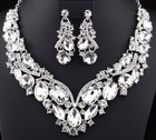 Elegant Clear Austrian Crystal Rhinestone Necklace Earrings Set Bridal Prom N35