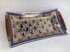 11    Georges Briard Rectangular Paisley Green Blue Glass Serving Tray Mid Century