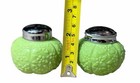 Antique Challinor Taylor Forget Me Not Green Glass Salt Pepper Shakers Eapg