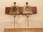 Vtge Lg  Fancy  Beautiful  open Face  Brass Trammel Points With Rosewood Beam