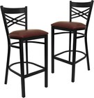 2-pack Hercules Black Metal Barstools With Burgundy Vinyl Seat