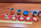 Vintage Ohio Art Children s Tin Tea Set She Love s Me Kittens Bunny Birthday