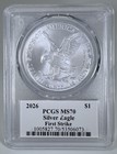 2026  1 American Silver Eagle 1oz Pcgs Ms70 First Strike Buckley Top Pop Of 25