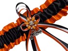 Wedding Garter Orange Black Motorcycle Biker Rhinestone Flower Prom Bridal Toss