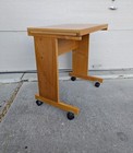 Vintage Mid Century Danish Modern Teak Wood Rolling Computer Desk Table J42