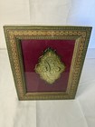 Persian Arabic Islamic Brass Calligraphy Framed In Khatam Mosaic Frame