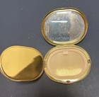 Vtg Black   Gold Japaneese Landscape Powder Compact Mirror Oval 3   