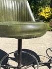 Vtg Cosco Bar Stools Green Vinyl Upholstered Swivel Base Foot Rest Metal Chrome