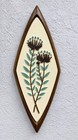 Vintage Mid Century Syroco Turquoise Botanical Wall Hanging Diamond Plaque Set 2