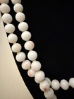 Vintage Glass Or Angel Skin Coral Beads Double Strand Necklace Whiteflower Clasp