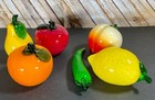 Murano-style Handblown Art Glass Fruit Vegies   Peach Lemon Apple Orange Pear