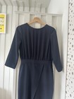 Stunning Reiss Crepe Jumpsuit Split Leg Long Sleeve Navy Blue Size U k  10