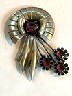 Vintage C1940 Sterling Silver Art Deco Floral Purple Rhinestone Pin Brooch 20 2g