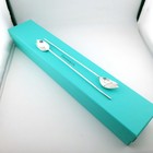 Tiffany   Co  Sterling Silver Double Leaf  Mint Julep Ice Tea Sipper Straw Spoon