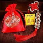 5pc Chinese Feng Shui Lucky Coins Five Emperor Money With Decorative Knot