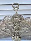 Vtg Cameo Pierced Brass Fireplace Screen Peacock Fan Art Deco
