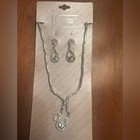 Toi Collection Silver Rhinestone Necklace And Earring Set Prom Evening Jewelry