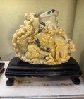 Natural Shoushan Stone Jade Carving Arhat Buddha Dragon Kylin Beast Art Ornament