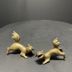 Pair Antique Japanese Bronze Shishi Lion Ornaments Meiji taish   Era 1890-1930 2   