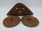 Woven Longleaf Pine Needle Napkin Holder   Coasters W embedded Walnut