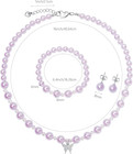 Faux Pearl Jewelry Set For Women   Girls  Necklace Bracelet Earrings