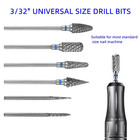 6 Pack Nail Drill Bits Set For Acrylic Nails  3 32  Shank Electric Nail Grinding