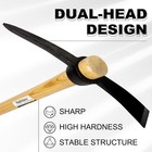 Pickaxe With Wooden Handle Heavy Duty Forged Steel Digging Tool 36 Inches