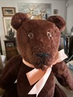 Vintage Steiff Original Teddy Bear Brown Mohair Jointed 14 5  W  Button Tag