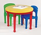 Round Plastic Construction Table 2 Chairs Play Legos Kids Dining Building Blocks
