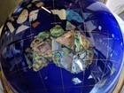  open Box  13  Tall Blue Ocean Gem Gemstone World Map Globe With Gold Zinc Stand