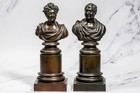 Pair Antique Bronze English Neoclassical Grand Tour Statue Sculpture Royalty