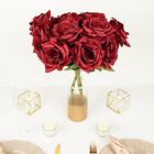 Burgundy 2 Bushes 17  Premium Silk Roses Artificial Flowers Bouquets Party