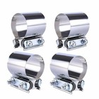 4pcs 2 5  Butt Joint Exhaust Band Clamp  Sleeve Coupler T304 Stainless Steel