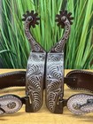 Ladies Silver Engraved Western Show Spurs W Circle Y Straps   Top Quality  