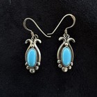 Vintage Navajo Sterling Silver Blue Turquoise Dangle Earrings Signed Rb 6 33g
