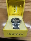 Invicta Men s Chronograph Quartz 200m Stainless Bracelet Silver black Dial Box