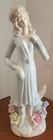 Vtg Bisque Porcelain Lady Figurine Art Deco Ivory Hat Dress Flower Cottage Core