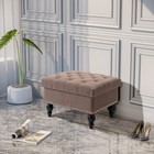 25  Fabric Tufted Storage Ottoman Bench With Removable Lid  Coffee