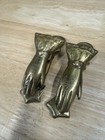 2 Vintage Brass Victorian Glove Hand Clip Note Paper Holder Wall Mount Brass