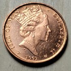 Isle Of Man    1997   One 1 Penny   World Coin - Rugby - Km 588 - 20mm