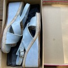 Nib Vintage 70   s Platform Shoes Sandals Blue Mod Tuffs Heels Women   s 6 5 Nos