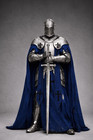 Medieval Knight Armor Suit     Templar Crusader Full Body Armor With Blue Cloak 