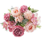 Realistic Silk Peony Hydrangea Floral Bouquet For Wedding Home Decor