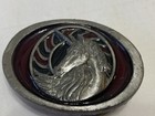 Rare Vintage 1993 Unicorn Silver Tone Pewter And Enamel Belt Buckle Fit 1 1 4    