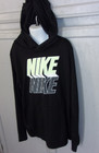 Nike Drifit Youth Medium Hoodie Green Netted Logo Polyester rayon